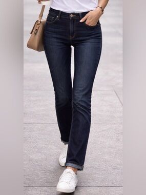 Express X2 Vintage Low Rise Straight Leg Jeans Dark Wash Long Y2K Stretch Denim